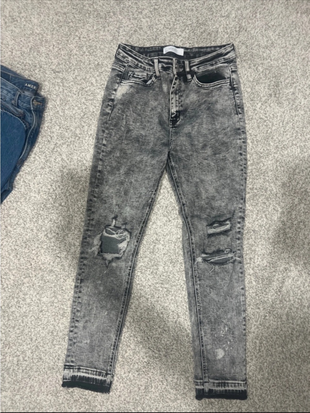 High-Rise Washed Black Distressed Women’s Jeans